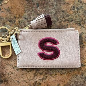 Tory Burch Pink Leather Keychain Wallet with Tassel